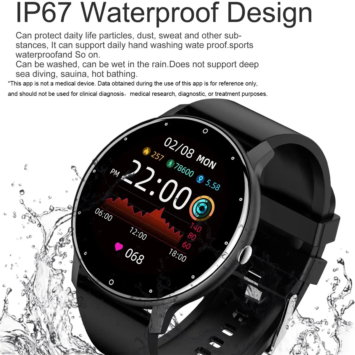 LIGE Smart Watch Men Women Full Touch Screen Sport Fitness Watch Man IP67 Waterproof Bluetooth Call Smartwatch Men Reloj Hombre