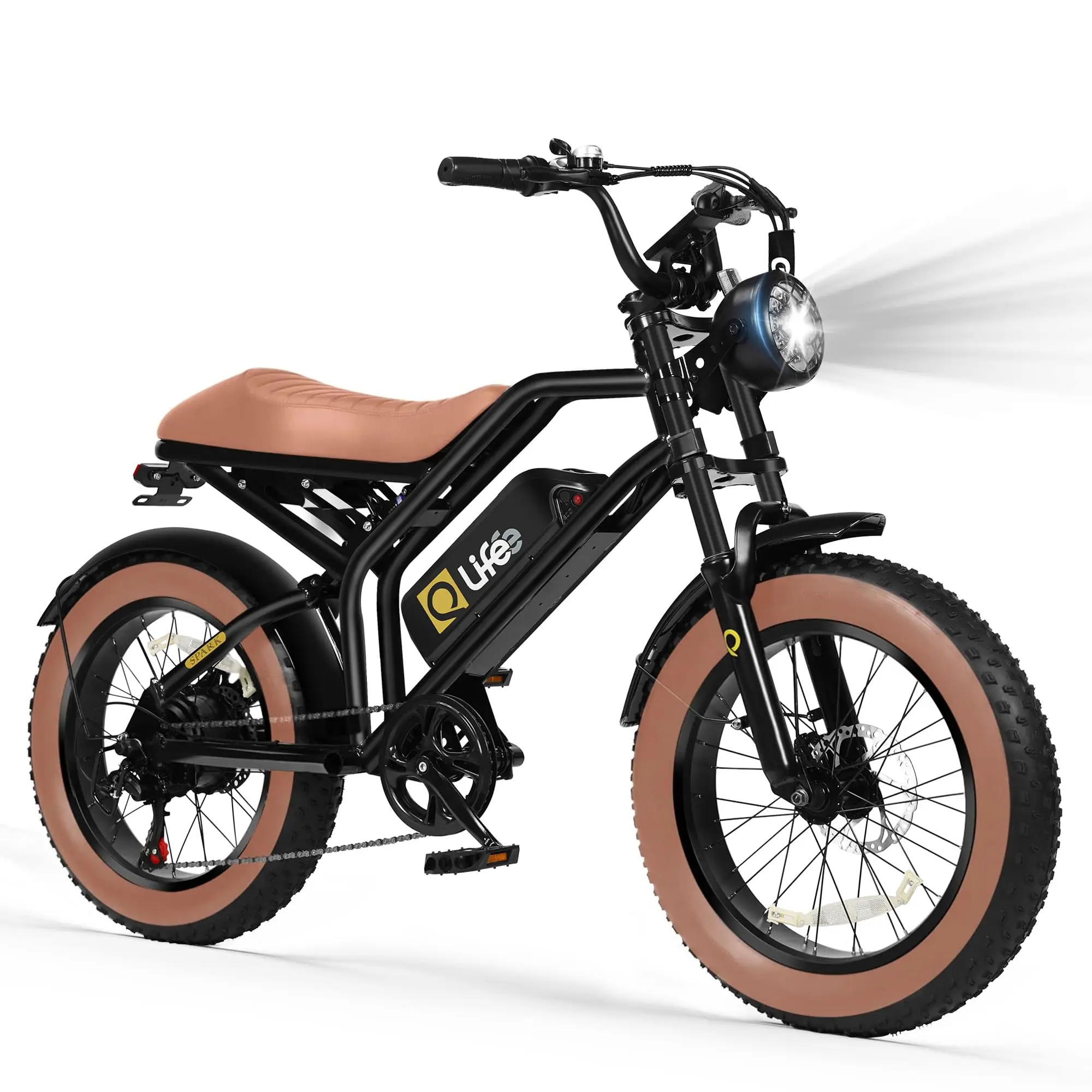 Electric Bike for Adults/Teens Spark-1500W Peak Motor 20" Fat Tires 20+MPH Electric Dirt Bike, 749-1498Wh Battery Ebike, D