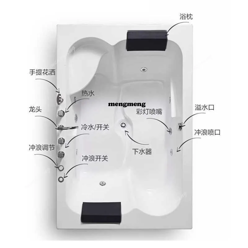 

Recessed rectangular double massage tank Household bathtub Acrylic outdoor hot spring