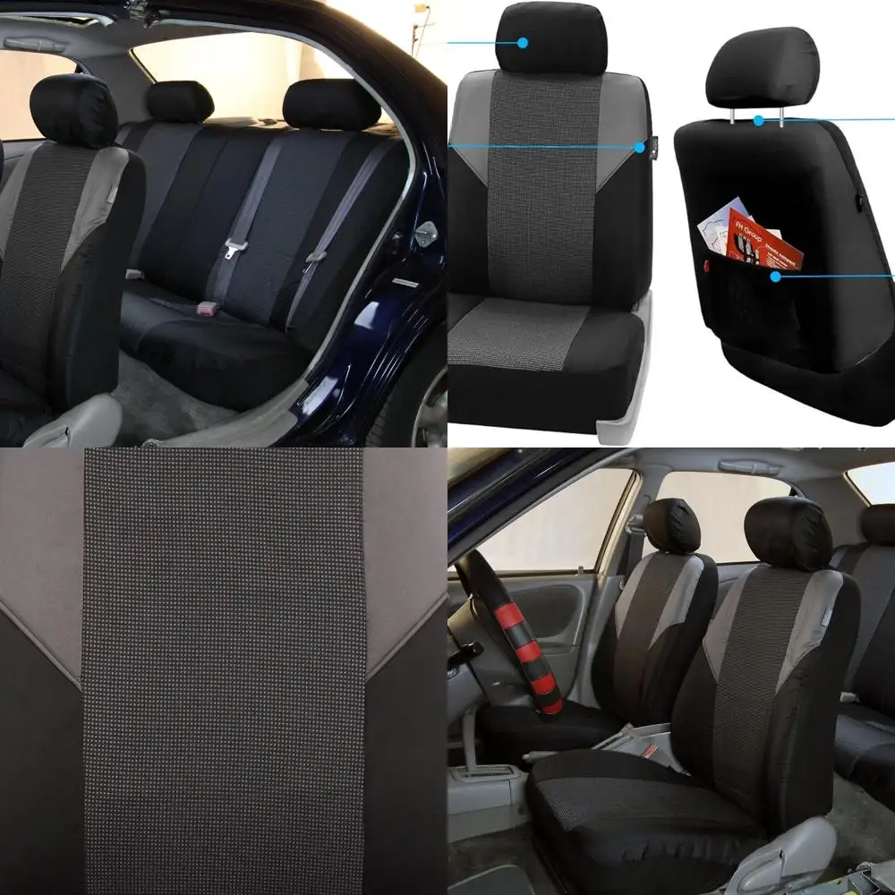 

Three Row 7 Seater Cross Weave Fabric Car Seat Covers Airbag Compatible & Rear Split Bench - Universal Fit for Cars Trucks & SUV