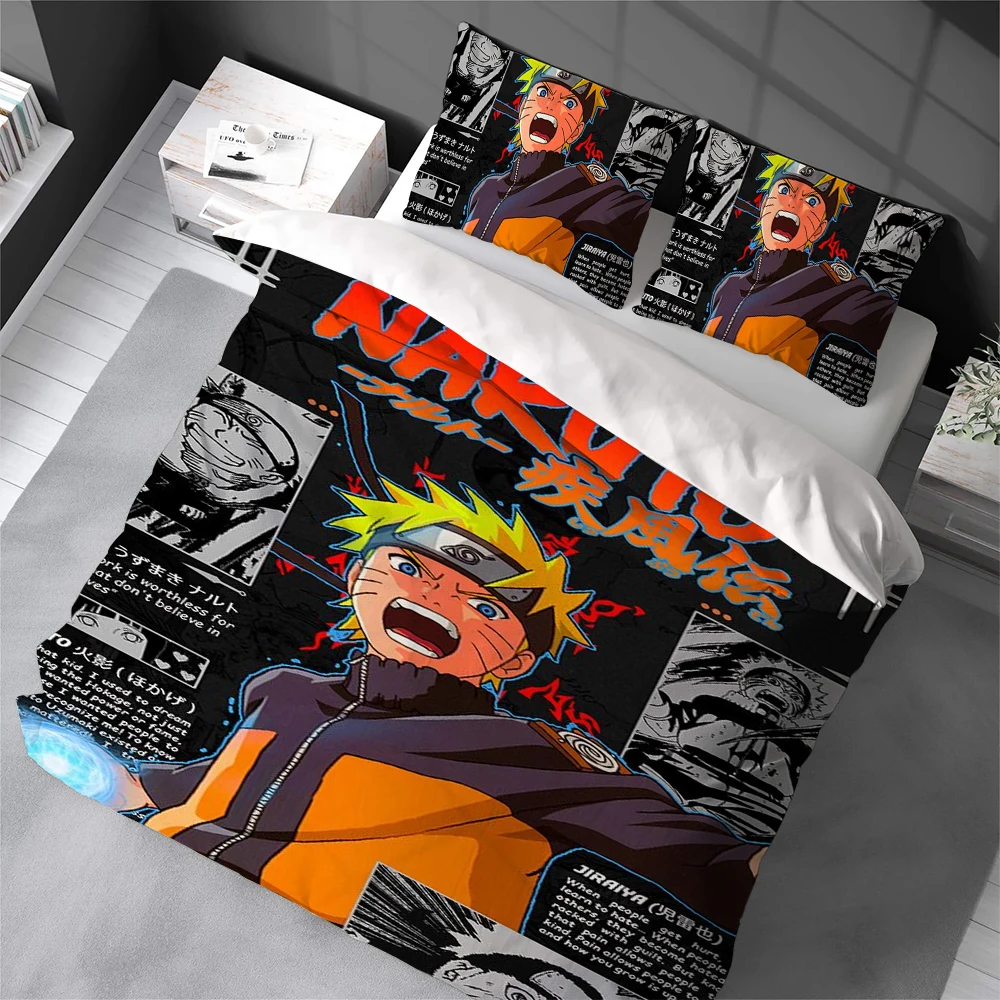 Anime N-Naruto Duvet Cover Set Home Style Bedding Soft Laundry Cotton Bed 3 Piece Set Student Dormitory Gift