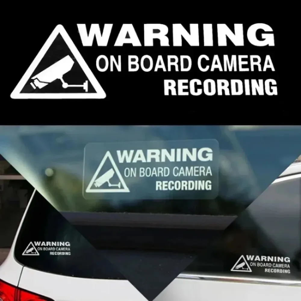 1pc Car Warning On Board Camera Recording Decal Sticker Waterproof Car Window Body Decoration Sticker Auto Exterior Accessories