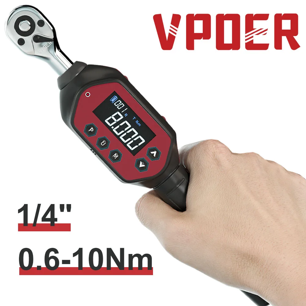 

1/4" Digital Torque Wrench for Bikes - 10Nm 7.380 ft-lbs Calibrated with Buzzer & LED Color display screen suitable for dim