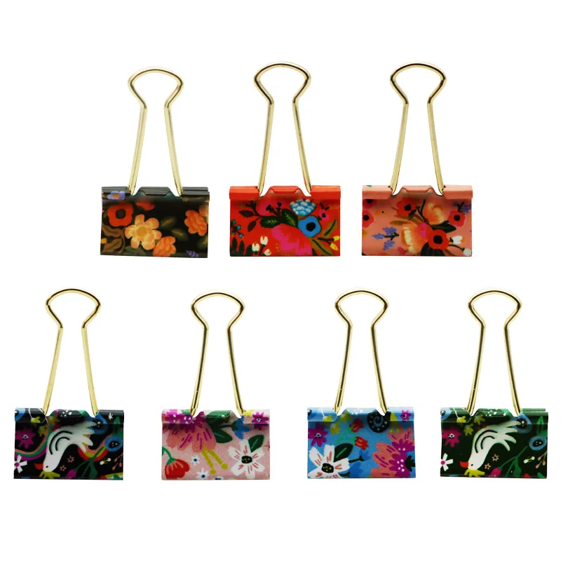 3Pcs/Set Colorful Flower Pattern Paperclips Stationery Office Binding Supplies Students Text Paper Folder Clips Metal