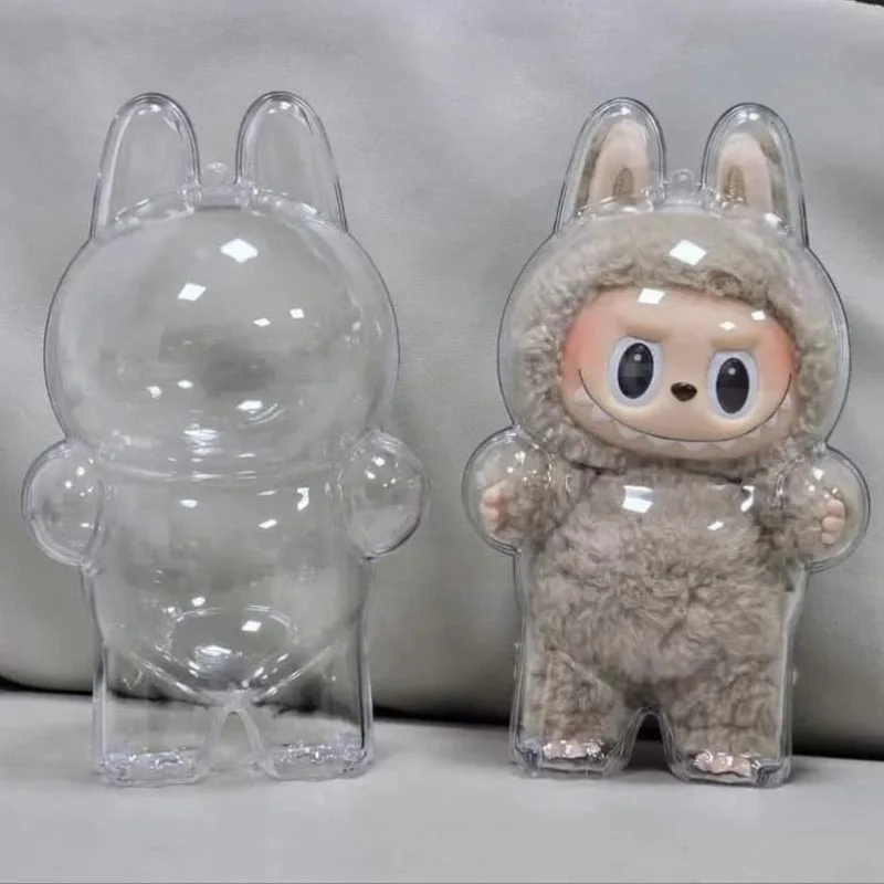 LABUBU's Second-generation Sitz Party Transparent Protective Case Protective Cover Monster  Doll Cover Storage Box Cut Storage