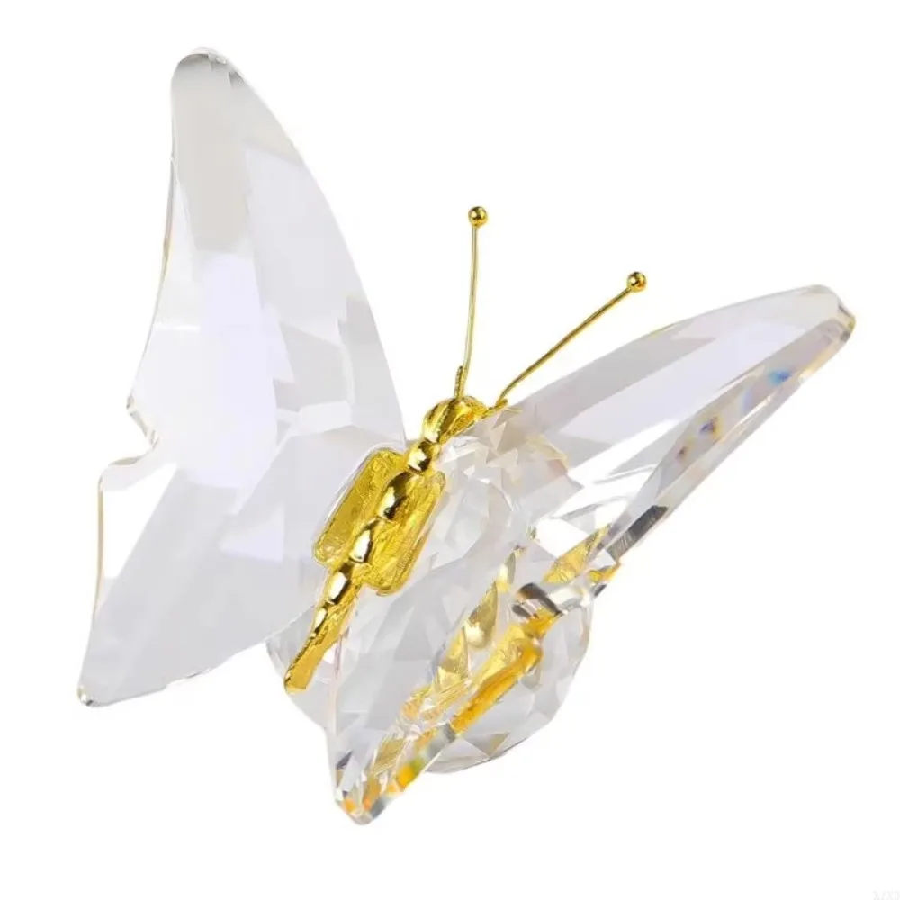 Statue de papillon en cristal Transparent, couleur papillon, finition scintillante, Sculpture de papillon clair, Design complexe élégant