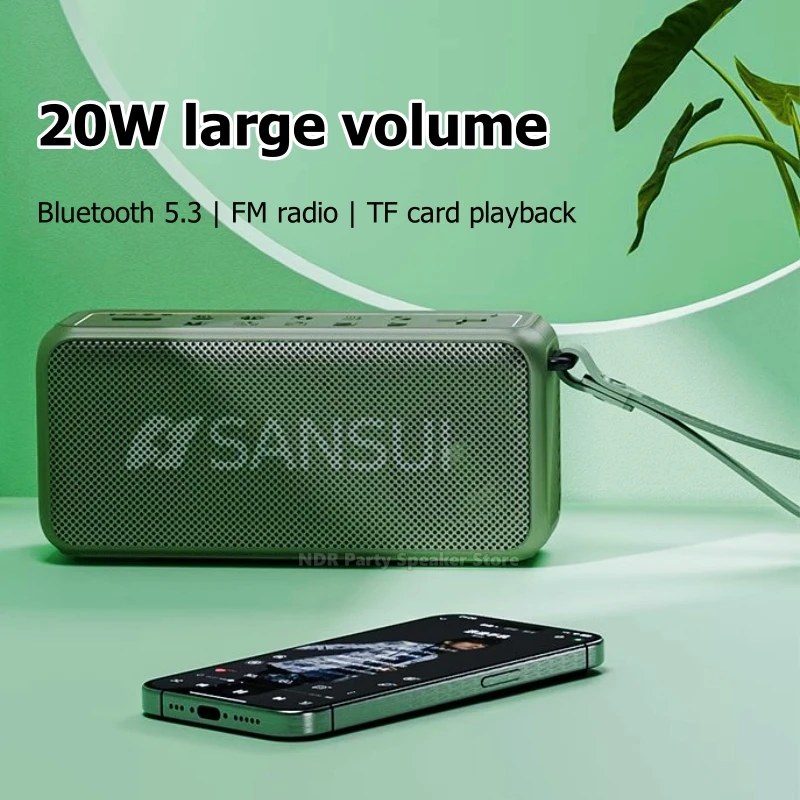 

SANSUI F61 Wireless Bluetooth 20W Speaker 3D Stereo Bass Portable Speaker With Recording Function Outdoor TF/USB Music Player