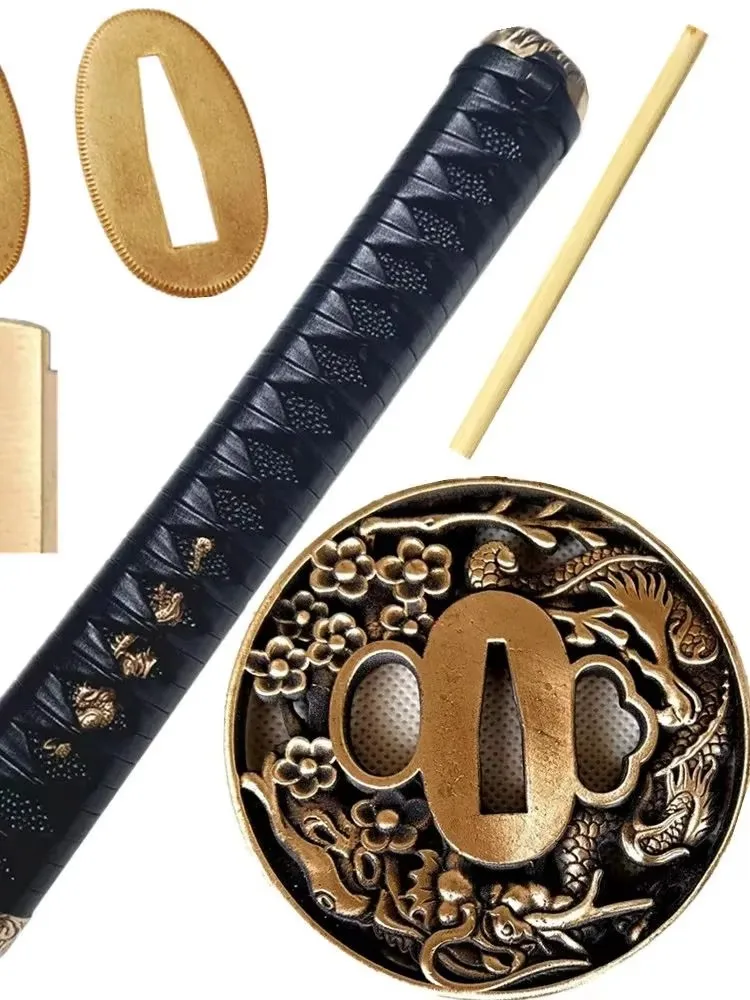 27cm Handle Brass Hand Guard Dragon Tsuba Menuki Fuchi Kashira For Japanese Samurai Katana Wakizashi Tanto DIY Sword Fittings