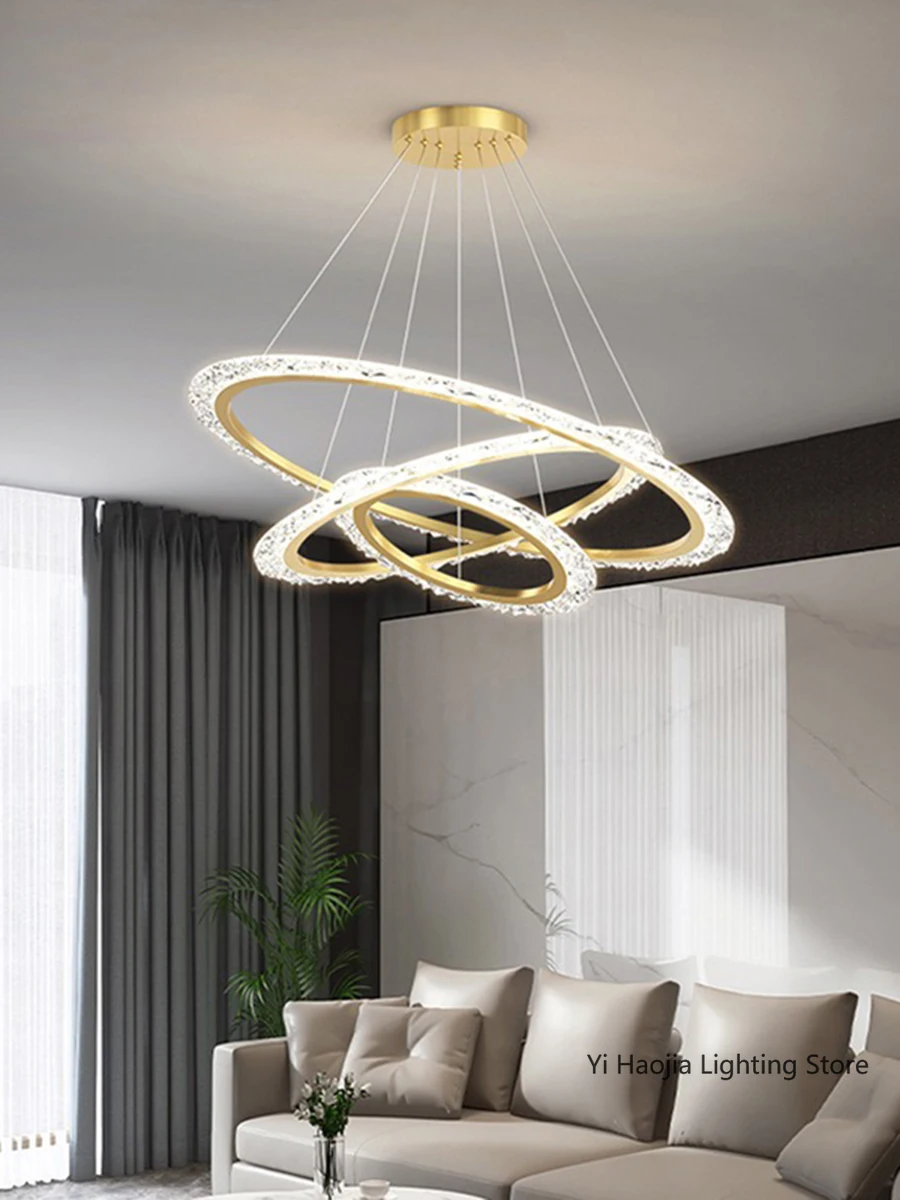 

LED Ring Ceiling Chandelier Modern crystal Lamp Pendant for Living Room Dining Room Home Decor Minimalist Bedroom Pendant Light
