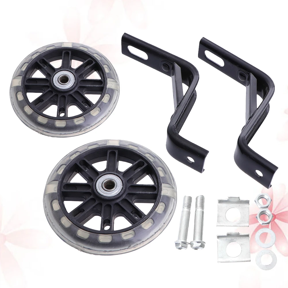 

2 PCS Training Wheel Bicycle Balance Auxiliary Kid Accessories Mute Cycling Wheels with Bracket Small Flashing Man