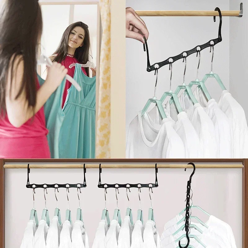 Multifunctional Hook Hanger Space-saving 5 Holes Hanger Simple Folding Windproof Clothes Hanger Apartments Dorms Home