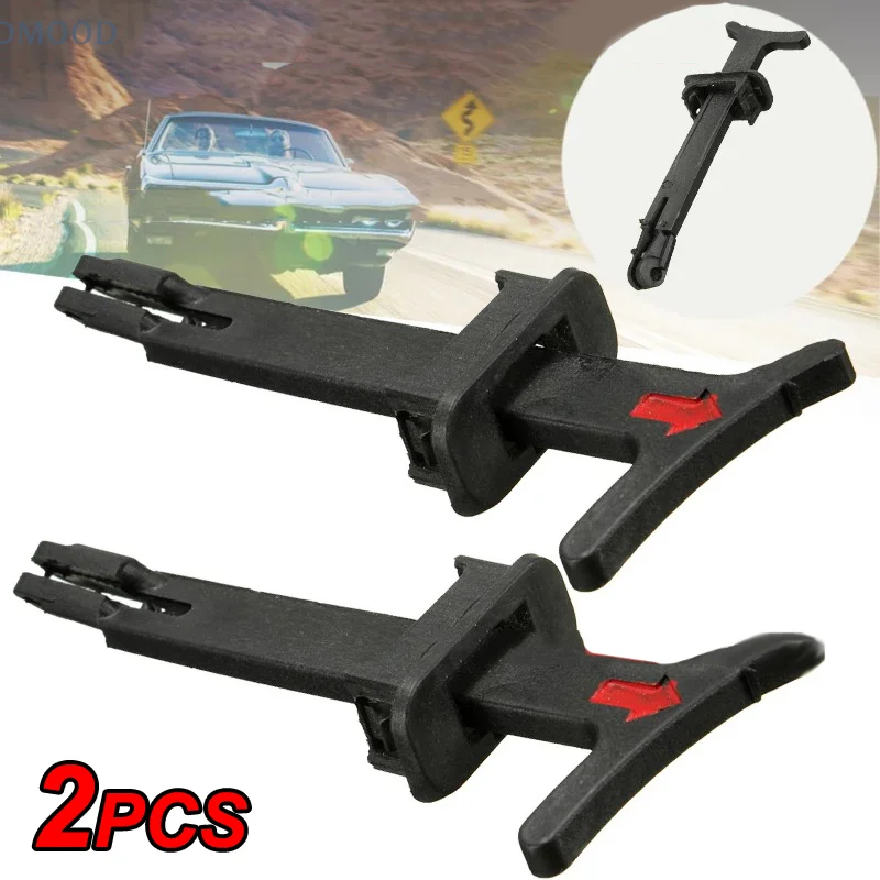 2Pcs Black Bonnet Release Handle  Rod Lock Latch Handle Pull Catch Clip Bonnet Fixture Hood Hood Puller