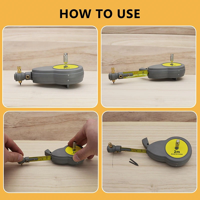 2M Rotating Tape Measure Compass-with 10 Pencil Leads &Locking Button for Precision Circle/Drawing,Adjustable Beam Drafting Tool