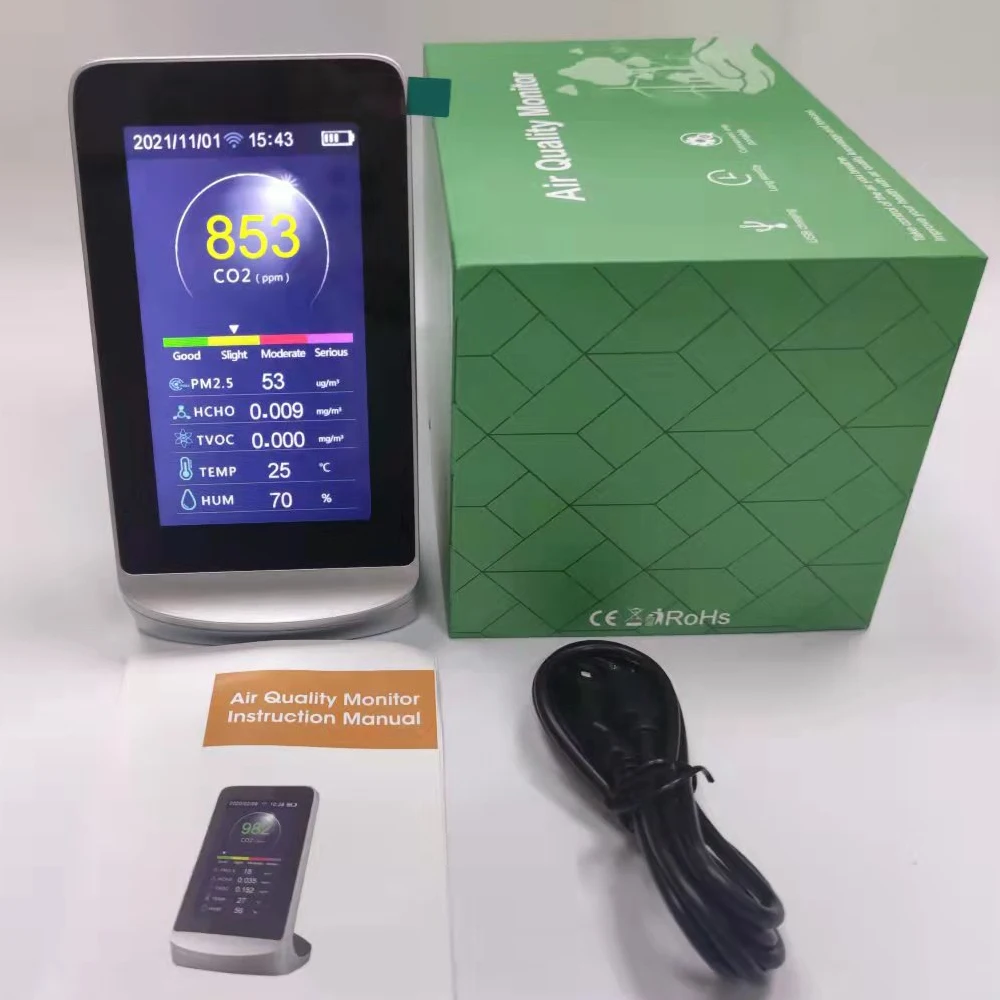 Air Quality Detector CO2 Carbon Dioxide Measurement Gas Monitor Portable Indoor Air Tester Haze Dust PM2.5 Sensor Formaldehyde