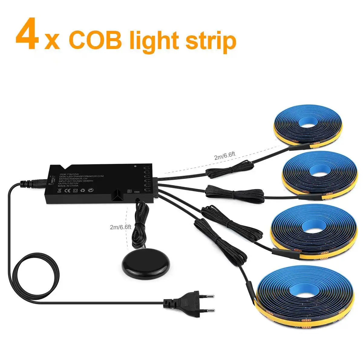 Smart Doordringbare Houten COB LED Strip Touch Sensor Licht 1-6 STUKS 1-3 m Zwart PCB Ingebedde Kast TV Muur Backlight Parallelle Verlichting