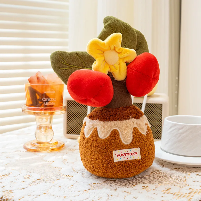 Acero Monstera bambola di gomma coniglio in vaso serie peluche Deliciosa giocattolo Anthurium melo cachi morbido regalo per bambini