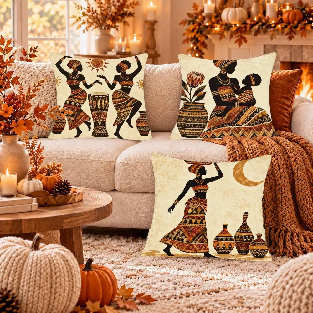 Earthy Heritage Harmony Cushion Cover Soft Short Plush Pillow Cover Smooth Cozy Texture Cushion Case Home Decor
