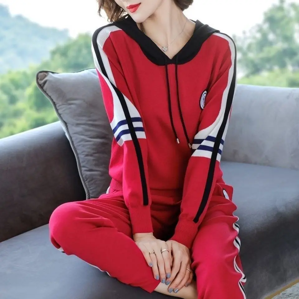 Spring 2023 Sweater Hoodie Set New Sportswear Fashion Knit Two Piece Set Thin