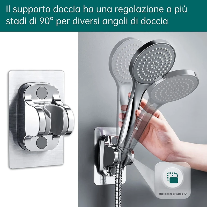 Supporto per soffione doccia senza foratura, supporto per doccetta regolabile ad angolo, supporto per doccia senza foratura per bagno, lavandino