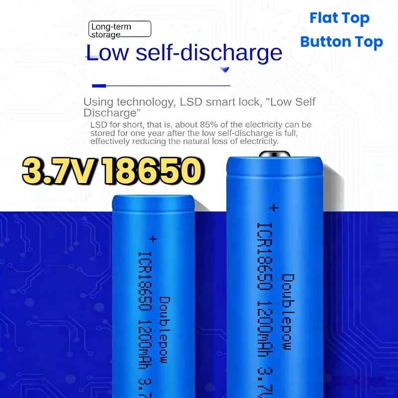 

High Capacity 1200mAh 18650 Battery 3.7V Rechargeable Li-ion with Fast USB Charger for Flashlight Headlamp and Torch Light