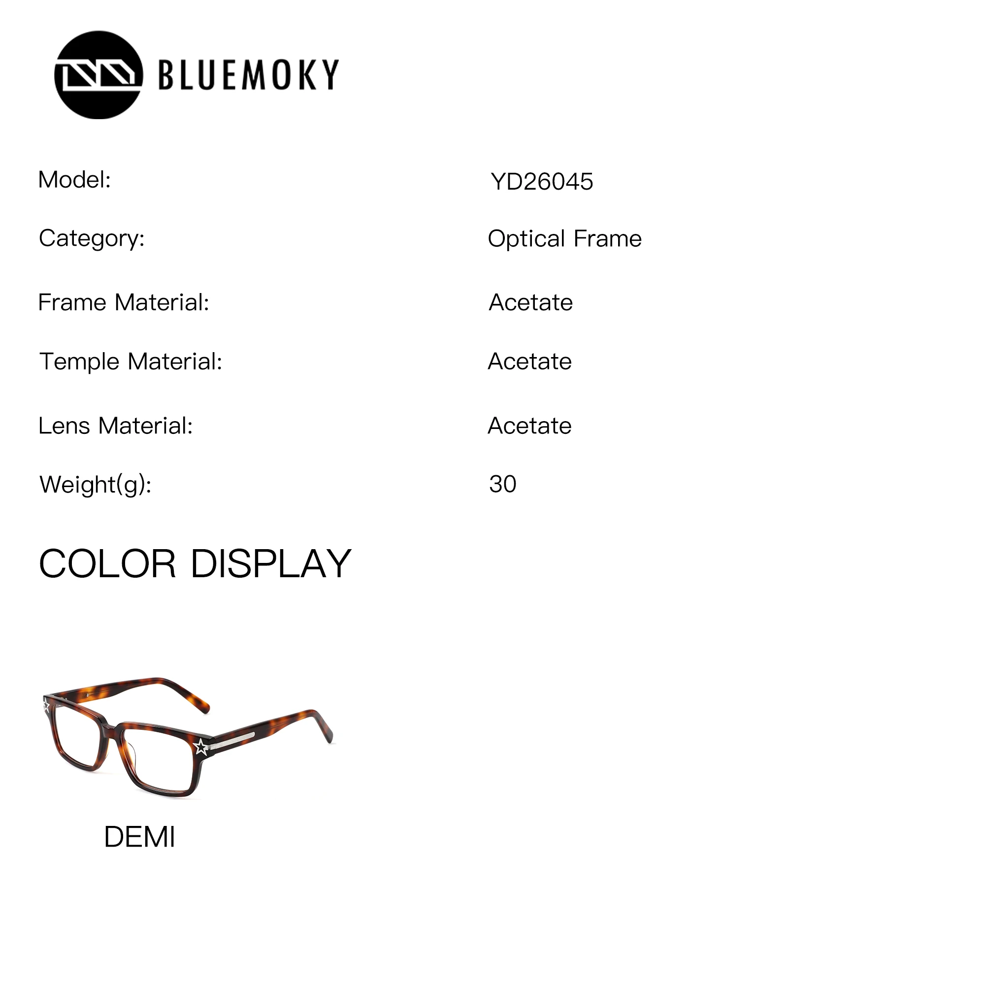 BLUEMOKY M Size Acetate Rectangle Prescription Glasses For Men Myopia Optical Lenses Progressive Multifocal Degree Glasses