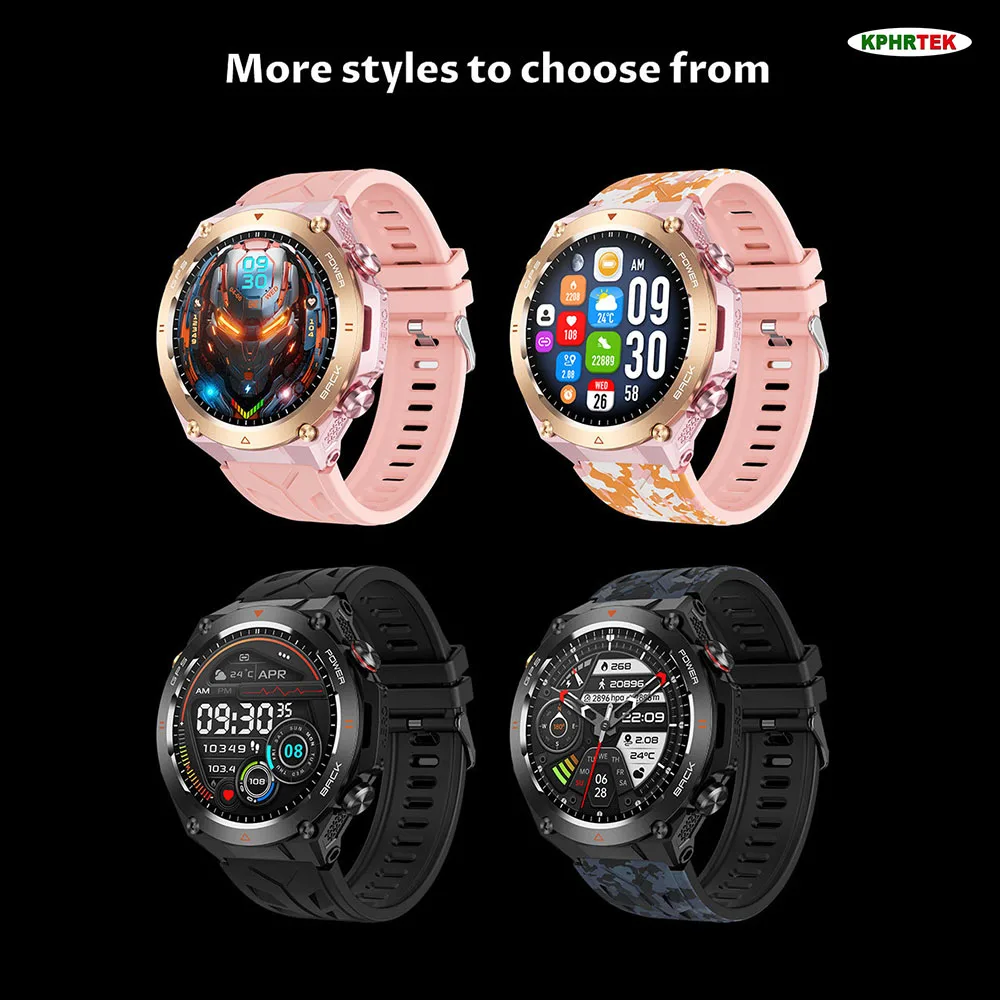 

10 шт. прочных смарт-часов KC82 с аккумулятором 650 мАч, 1,45-дюймовым IPS-экраном, встроенным GPS, компасом, альтиметром, барометром, водонепроницаемостью 1ATM, военный стандарт