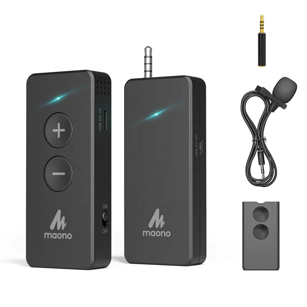 

New MAONO Wireless Lavalier Microphone 2.4G Rechargeable Wireless Wifi Microphone Interview Mike Wireless Condenser Microphones