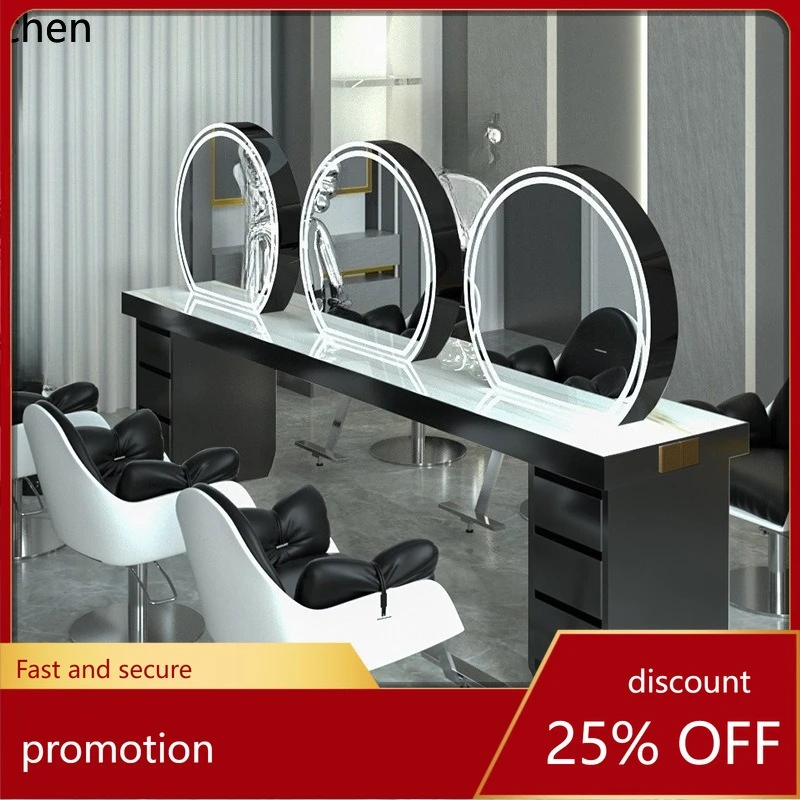 

CZ Hair Salon Mirror Table Dyeing and Perming Area Perm and Dyeing Table Mirror Cabinet Integrated Hair Hairdressing Mirror
