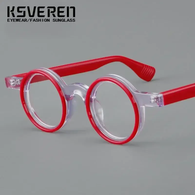 KSVEREN New Round Reading Glasses for Men Personalized Prescription Glasses Fashion Eyeglasses Frame Women Presbyopic Glasses