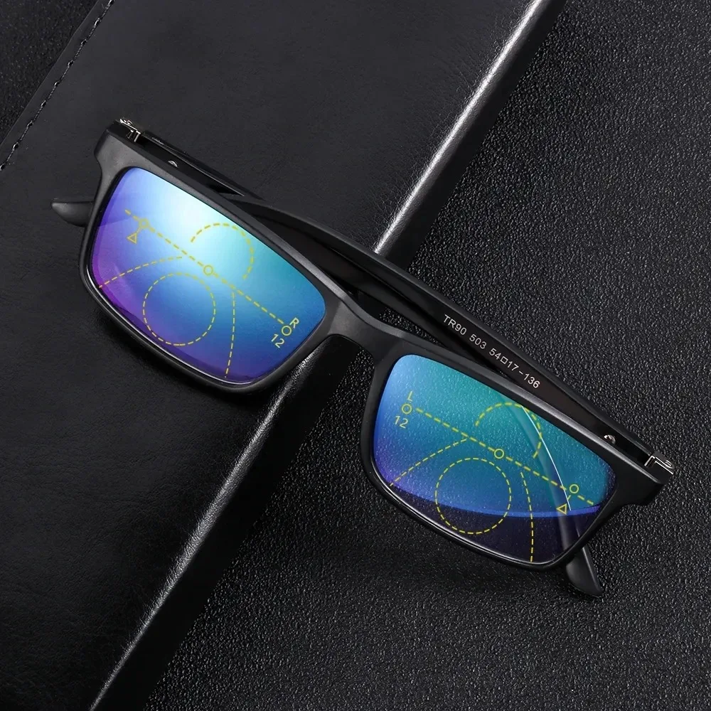 Bifokale Progressive Lesebrille Männer Blau Licht Blockieren Multifokale Brillen Ultraleichte Licht Brillen + 3,5 + 4,0 – Detail 4