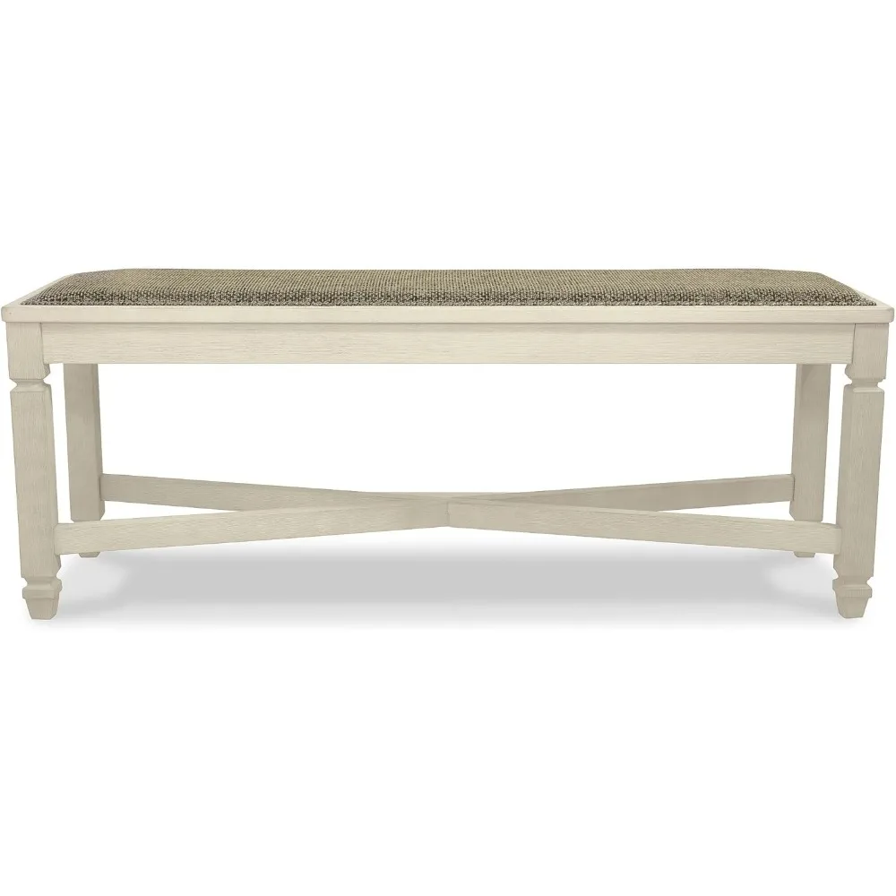 مقعد طعام منجد باللون الأبيض العتيق على الطراز الفرنسي من Ashley Bolanburg