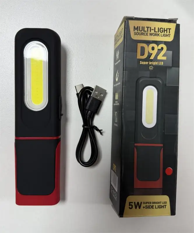 Tragbare USB-wiederaufladbare Arbeitsleuchte, magnetische COB-LED-Taschenlampe, Hängelampe mit eingebautem Akku, 1200 mAh, Camping-Taschenlampe