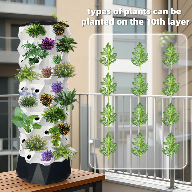 Giant Vertical Hydroponic Tower System Kit Home Gardening Planting Kit 6/10-Tier Giant Hydroponic Tower, Soilless Aeroponic System for Growing Herbs, Fruits, and Vegetables, Space-Saving Vertical Garden