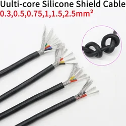 Sq 0.3 0.5 0.75 1 1.5 2 2.5mm Silicone Rubber Shielded Cable 2 3 4 6 Cores Insulated Flexible Copper High Temperature Wire