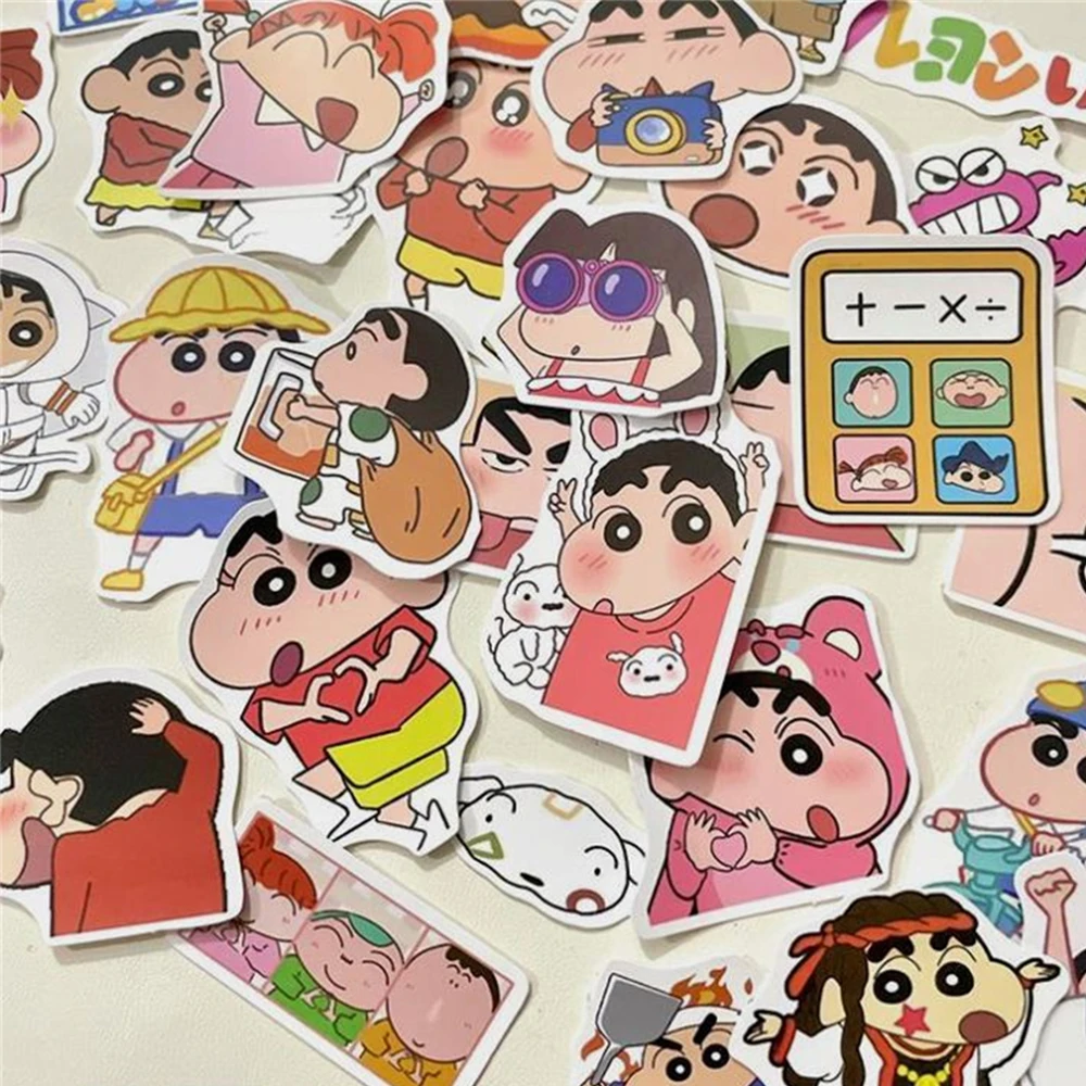 Pegatinas de dibujos animados de crayón Shin-chan para niños y niñas, 60 piezas, DIY, portátil, teléfono, diario, lindo Anime, pegatina, Juguetes