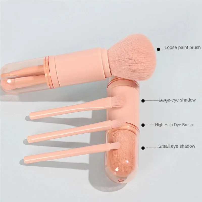 4 in 1 Mini Cute Makeup Brush Travel Makeup Brushes Set Retractable Professional Foundation Blending Powder Eye Shadow Brush