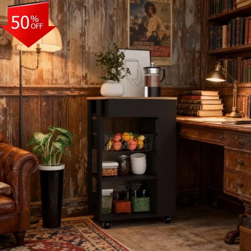 

Kitchen Cart Trolley Storage Organizer with Wheels Mobile Serving Utility for Home Outdoor Island Furniture Wozek Tool Trolley