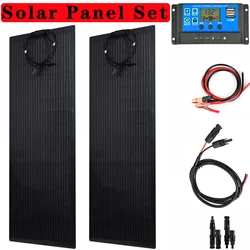 # 200W 100W Solar Panel+10A/20A/30A/40A/50A/60A/100A Charge Controller 18V Battery Charger PET Energy Charging Power Bank Plate