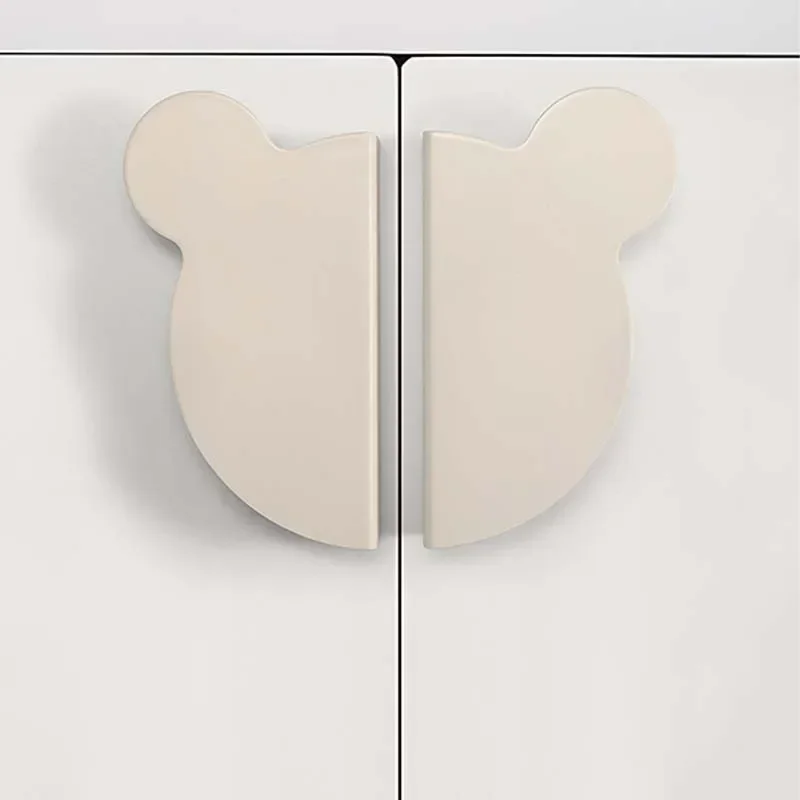 Pegangan Kartun Anak-anak-Tarik Laci Kepala Beruang, Kenop Setengah Lingkaran Warna-warni untuk Perabot Kamar Anak-anak, Pegangan Pintu Lemari Kabinet