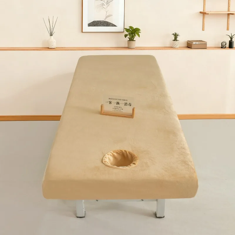 Thick Fleece Beauty Salon Fitted Bed Sheet Elastic Massage Table Cover With Face Hole Bed Slipcover for Beauty SPA Physiotherapy