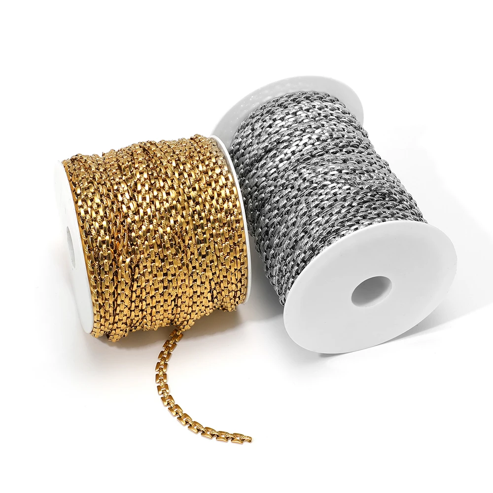 

1 метр плоской квадратной цепи из нержавеющей стали 304 для часов, оптом, для изготовления ювелирных изделий своими руками, ожерелий, браслетов