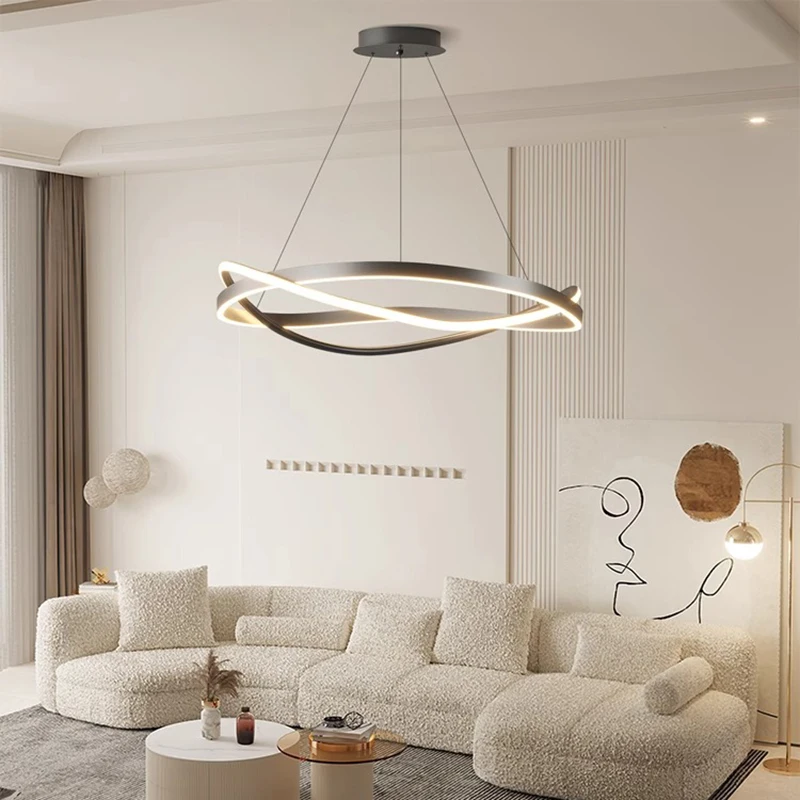 Contemporary Nordic Pendant Lamp for Kitchen Island Dimmable LED Hanging Light with Crystal Ceiling Chandelier