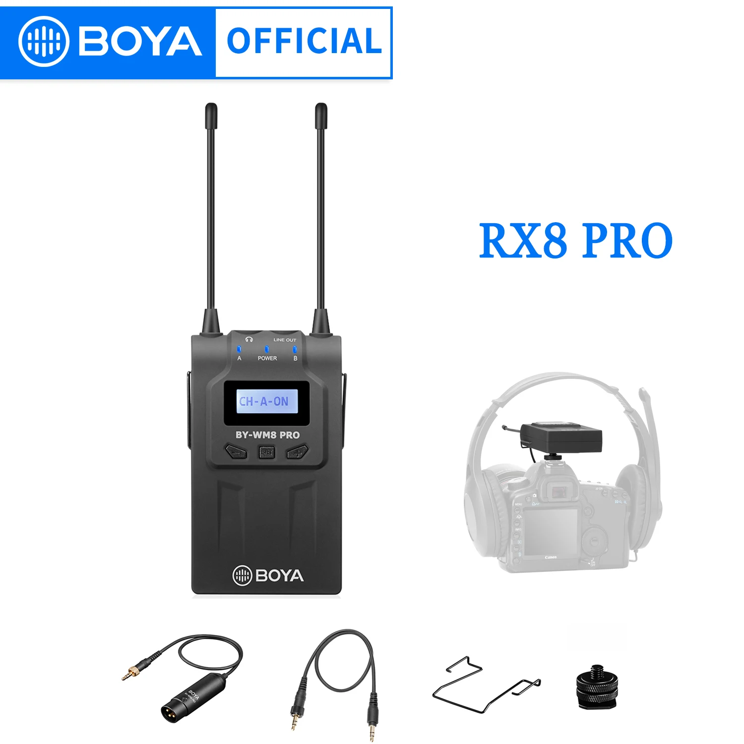 

BOYA RX8 PRO Dual-Channel Wireless Receiver Monitoring Sound by Headphone Output for BOYA TX8 Pro BY-WHM8 Pro and BY-WXLR8 Pro