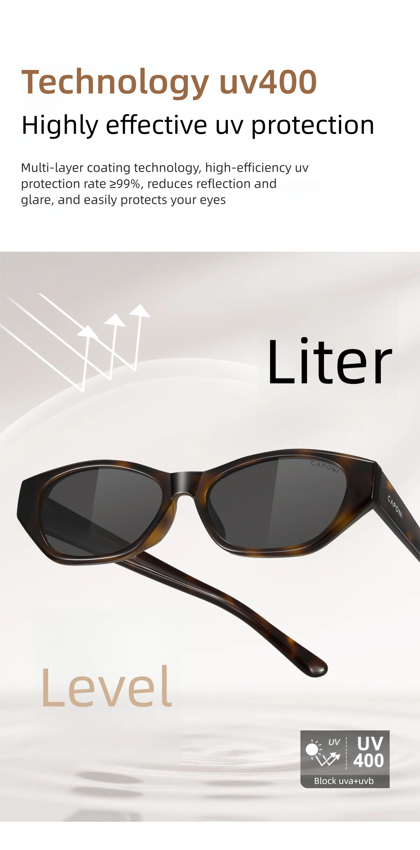 CAPONI Modische polarisierte Damen-Sonnenbrille 2026, Acetat, Outdoor, originelles Design, Brillen, UV400-Schutz, grüne Farbtöne, CP36015 – Detail 11