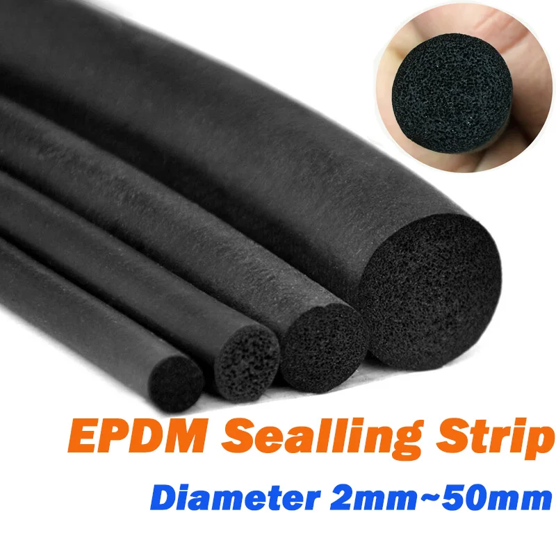 EPDM شريط عزل قطر 2 مللي متر ~ 50 مللي متر أسود O نوع مستدير المطاط التدقيق الغبار رغوة بار لختم باب الخزانة #1