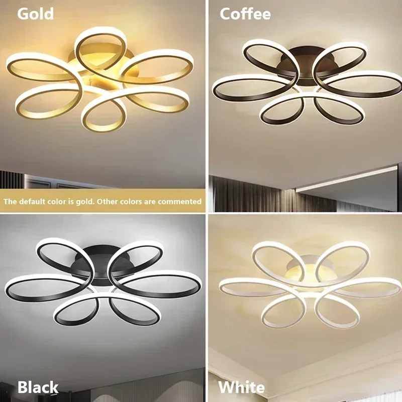 Modern LED Ceiling Lamp for Living Room Restaurant Bedroom Corridor Chandelier Six Petal Flower Design Lighting Fixture Luster