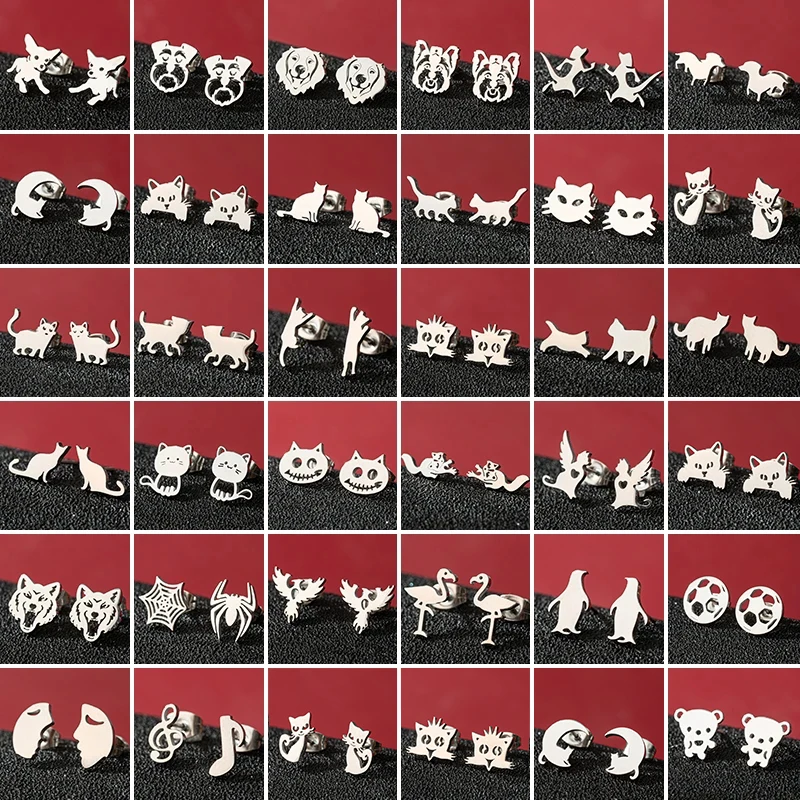 Серьги-гвоздики-из-нержавеющей-стали-с-мультяшным-котом-для-девочек-милые-серьги-животные-собака-пирсинг-для-ушей-модное-ювелирное-изделие-новинка-2023