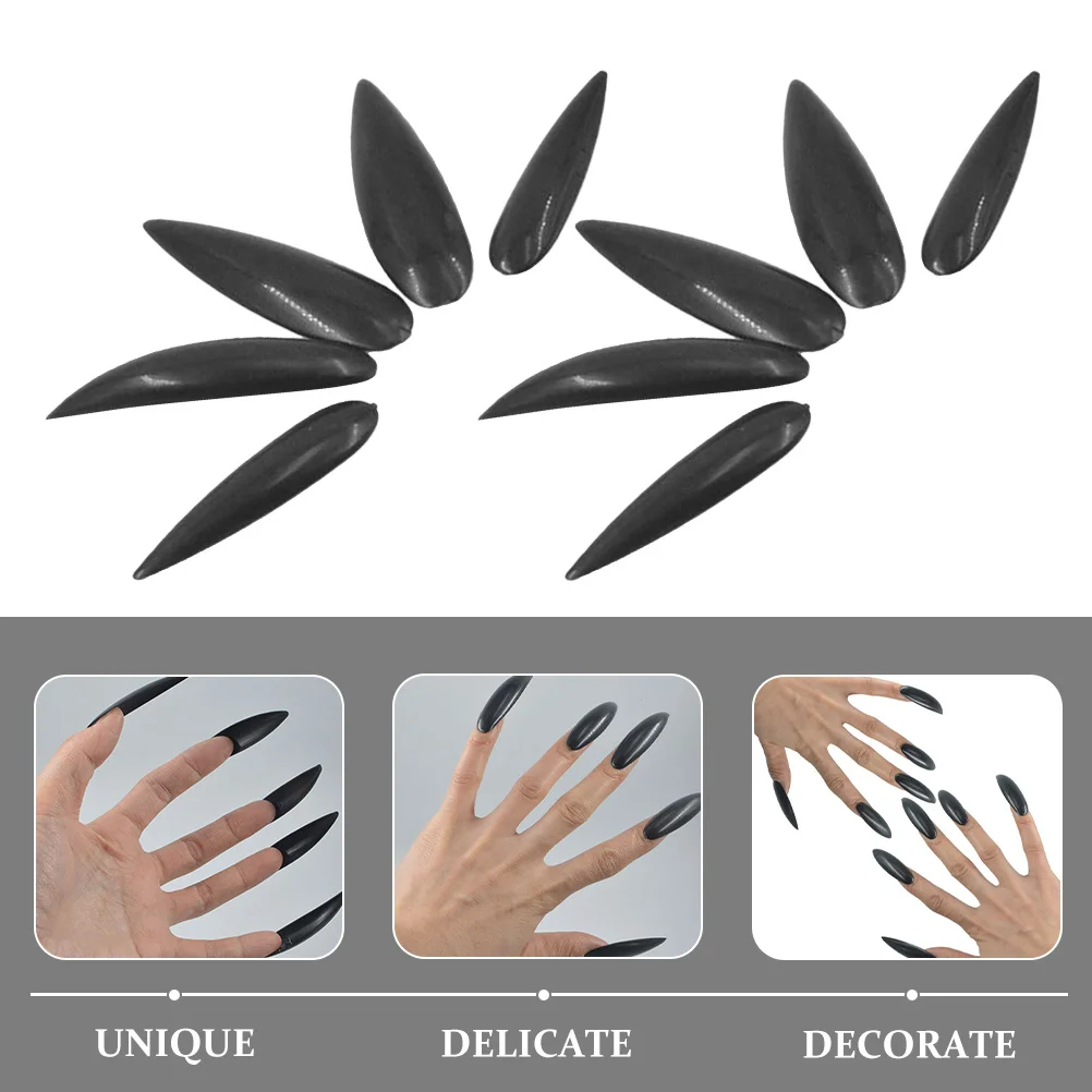 10 Uds uñas postizas cubierta completa largo elegante gótico prensa en uñas elegantes puntas de uñas postizas DIY suministro de manicura para mujeres uñas de Halloween