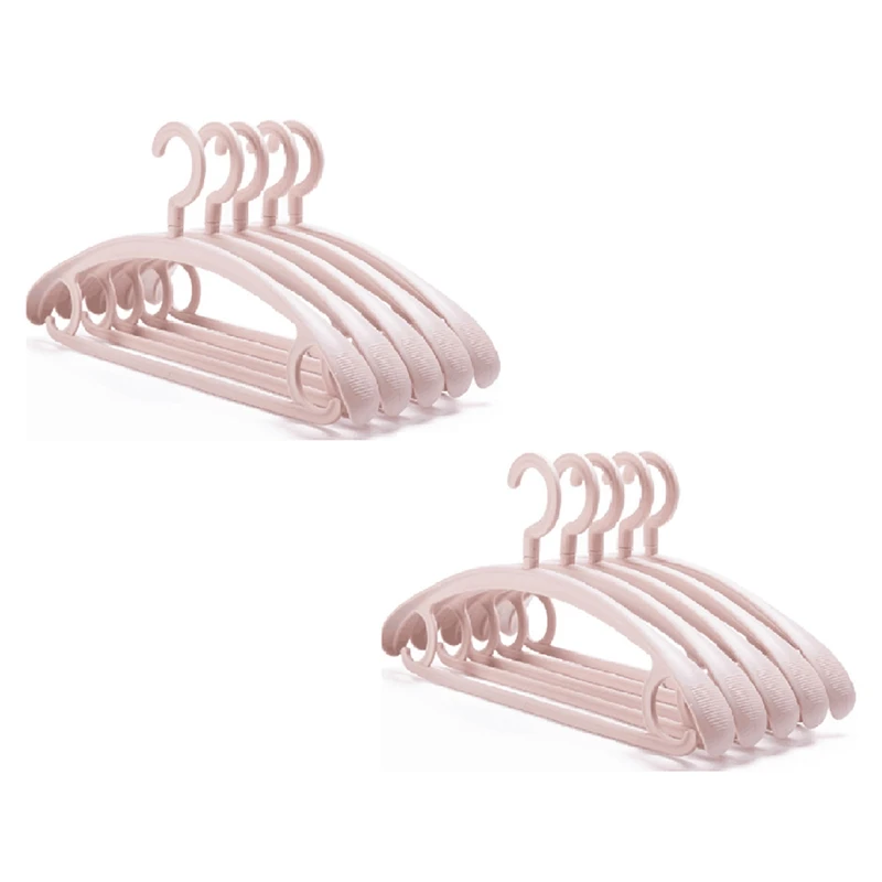 10 Pack Swivel Hook Clothes Hanger Wide Shoulder Non-Slip Thick Coat Hanger Pink