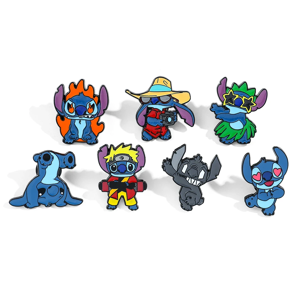 Cartoon Stitch Enamel Pin Disney Lilo & Stitch Cosplay Figure Action Metal Badge Brooch Jacket Jeans Lapel Pin Jewelry Accessori